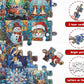 Stained Glass Christmas Puzzles for Adults 1000 Pieces,Christmas Jigsaw Puzzle Collection Features Santa Claus Dog Cat Snowman,