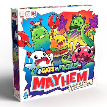 Cats vs Pickles Mayhem Board Game - Fun Card Game for 2-8 Players - Easy to Learn Family Game with Exclusive Characters - Plastic Material