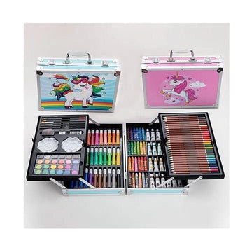 Uoxoo 145-Piece Art Supplies Set For Kids, 2 Layers Drawing Supplies For Kids Boys Girls Ages 8 9 10 11 12,Portable Aluminum Cas