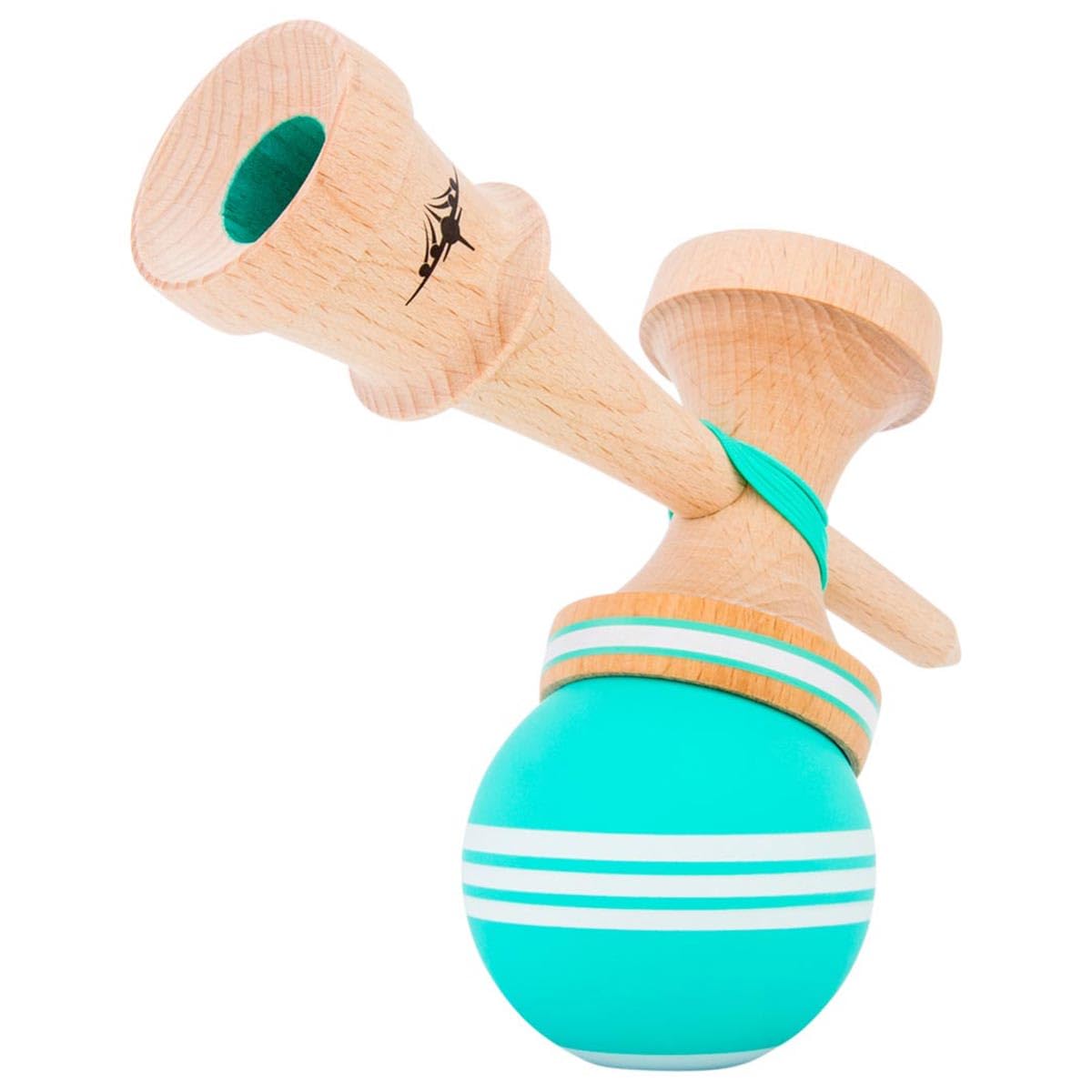 Kendama Usa - Kaizen Triple Stripe Kendamas - For Players Of All Levels, Carrying Bag Included (Turquoise & White)