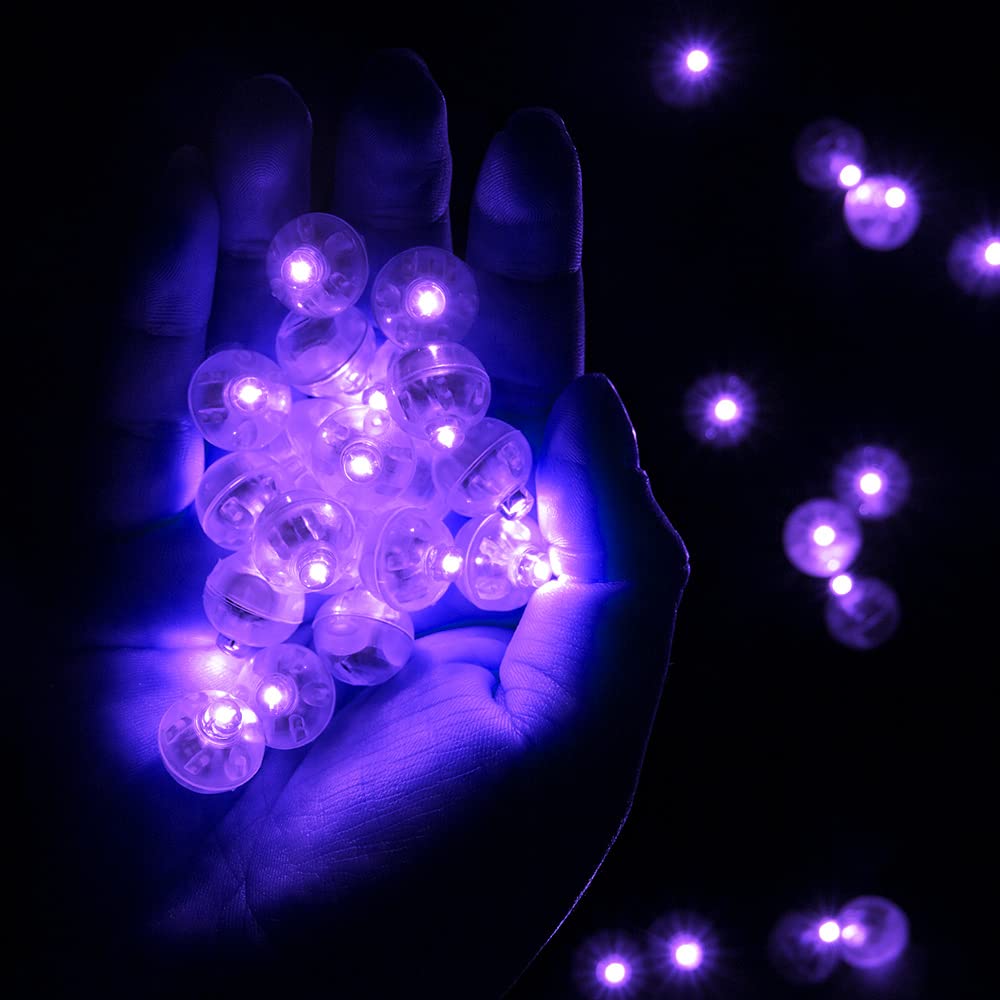 100pcs LED Purple Balloon Light, Round Led Mini LED Lights for Paper Lantern Balloon Indoor Outdoor Party Event Fun, Birthday Pa
