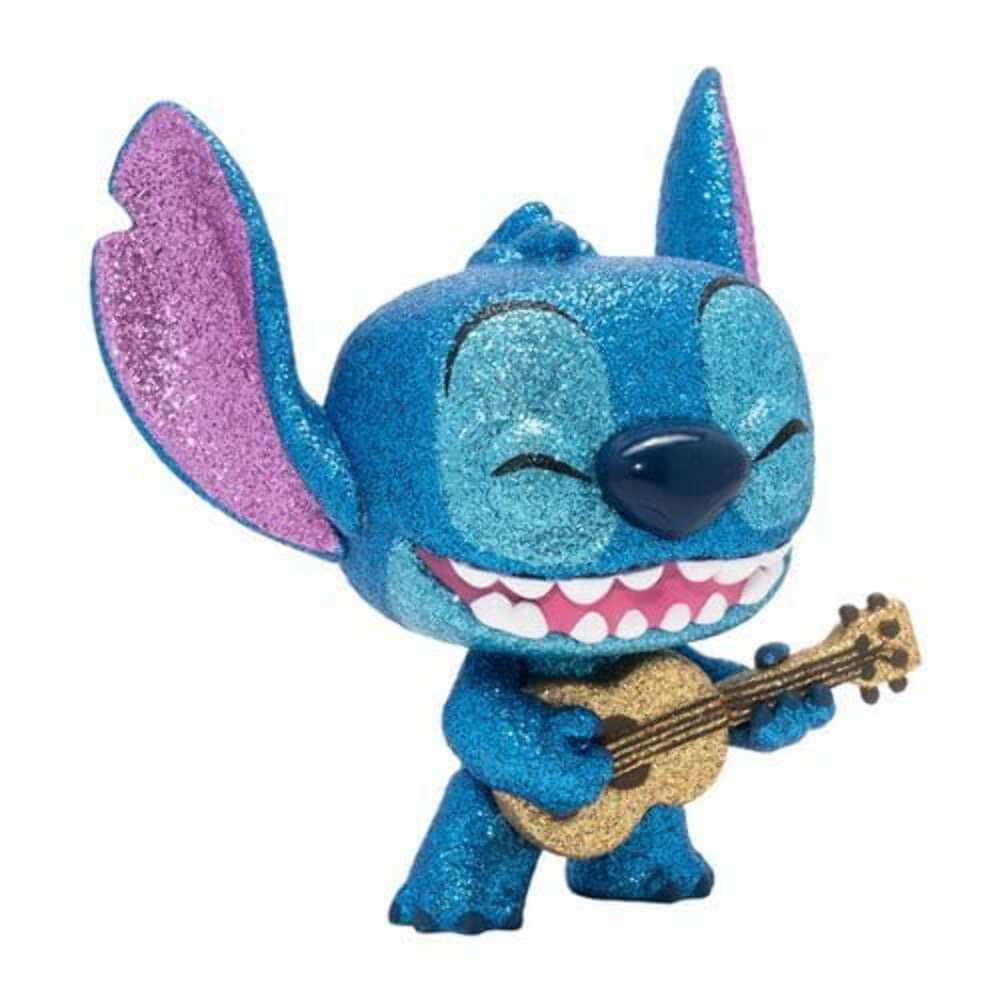 POP Funko Lilo & Stitch Stitch with Ukulele Vinyl Figure 3.75" Blue Diamond Glitter - Entertainment Earth Exclusive