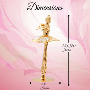 Matashi 24K Gold Plated Ballerina Figurine With Arms Crossed - Crystal Studded Tabletop Decoration - Perfect Valentine'S Day Gift For Her, Mom, Wife, Girlfriend, Birthday, Mother'S Day, Anniversary