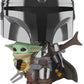 Funko Pop! Star Wars The Mandalorian 10 Inch Vinyl Figure - Chrome Mandalorian with The Child, Multicolor, Model 49931