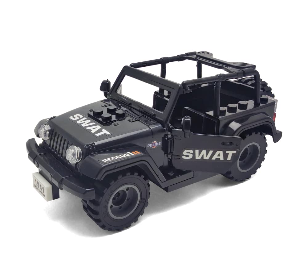 Toysvill SWAT Military Police Building Block Set for Kids | SUV + Soldiers Minifigures (22 PCS) with  and Accessories Gift