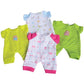 Constructive Playthings Washable Pajama Outfits With Hook And Loop Closures For 10 Inch Baby Dolls, Set Of 4