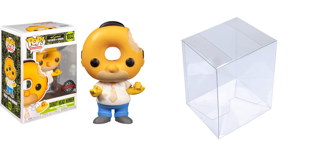 Funko Pop! The Simpsons Donut Head Homer 4" Special Edition Exclusive - Plastic, Model 1033, Bundled with Pop Protector