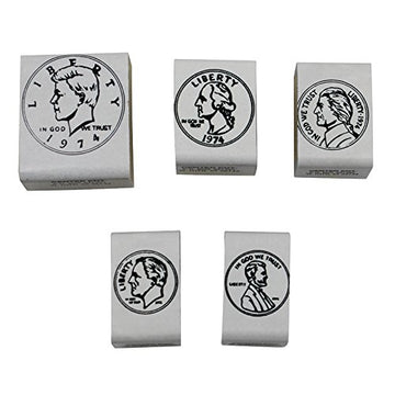 Center Enterprises Ready 2 Learn Coin Rubber Stamp Set, Heads, 5 Per Set, 3 Sets (CE-103-3)