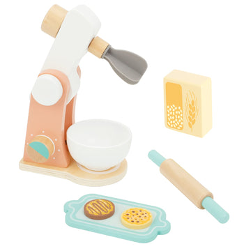 TOOKYLAND Wooden Kitchen Mixer for Kids Age 3 and Up, Wooden Play Kitchen Set with Accessories, Rolling Pin, Tray, Bowl, Biscuit