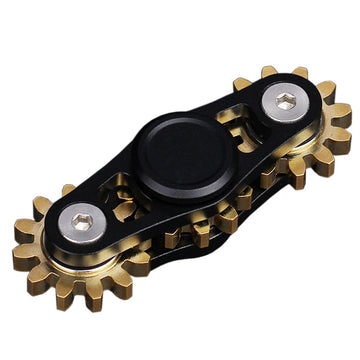 Pure Brass Fidget Spinner Gears Linkage Fidget Gyro Toy Metal Diy Hand Spinner Spins Long Time Edc Focus Meditation Break Bad Habits Adhd With Multiple Premium Bearings (Spinner 3 Gears Black)