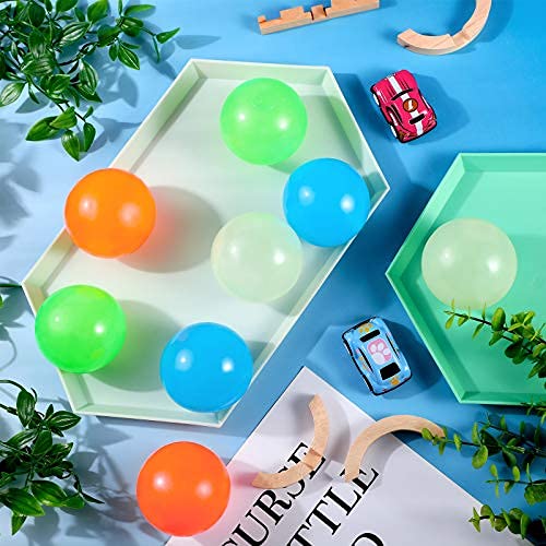 Skylety 8 Pieces Glow In The Dark Sticky Balls Elevated Glowing Stress Balls Relax Cool Asmr Stuff Toy For Ceiling Wall Adults(1.8 Inches,White, Blue, Orange, Green)