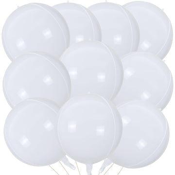 Kalor 22 Inch Milk White Mylar Balloons, 10Pcs Big Metallic Balloons,Large 4D Giant Round Foil Balloon For Birthday Party Baby Shower Gender Reveal Decoration And Supplies