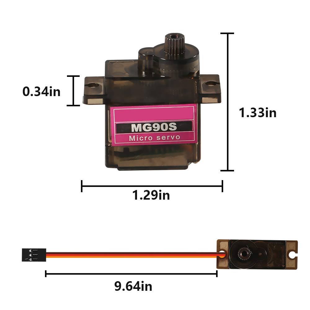 12PCS MG90S Servo Micro 180 9G Servo Motor Geared Micro Servo Motor 9G Smart Robot Compatible with Raspberry Pi Project Car Heli