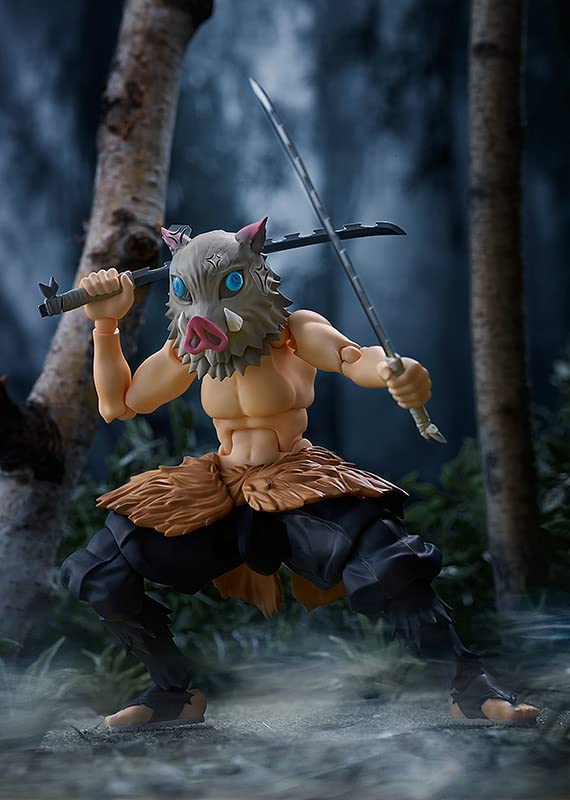 Max Factory Demon Slayer: Kimetsu No Yaiba Inosuke Hashibira Deluxe Figma Action Figure, Multicolor