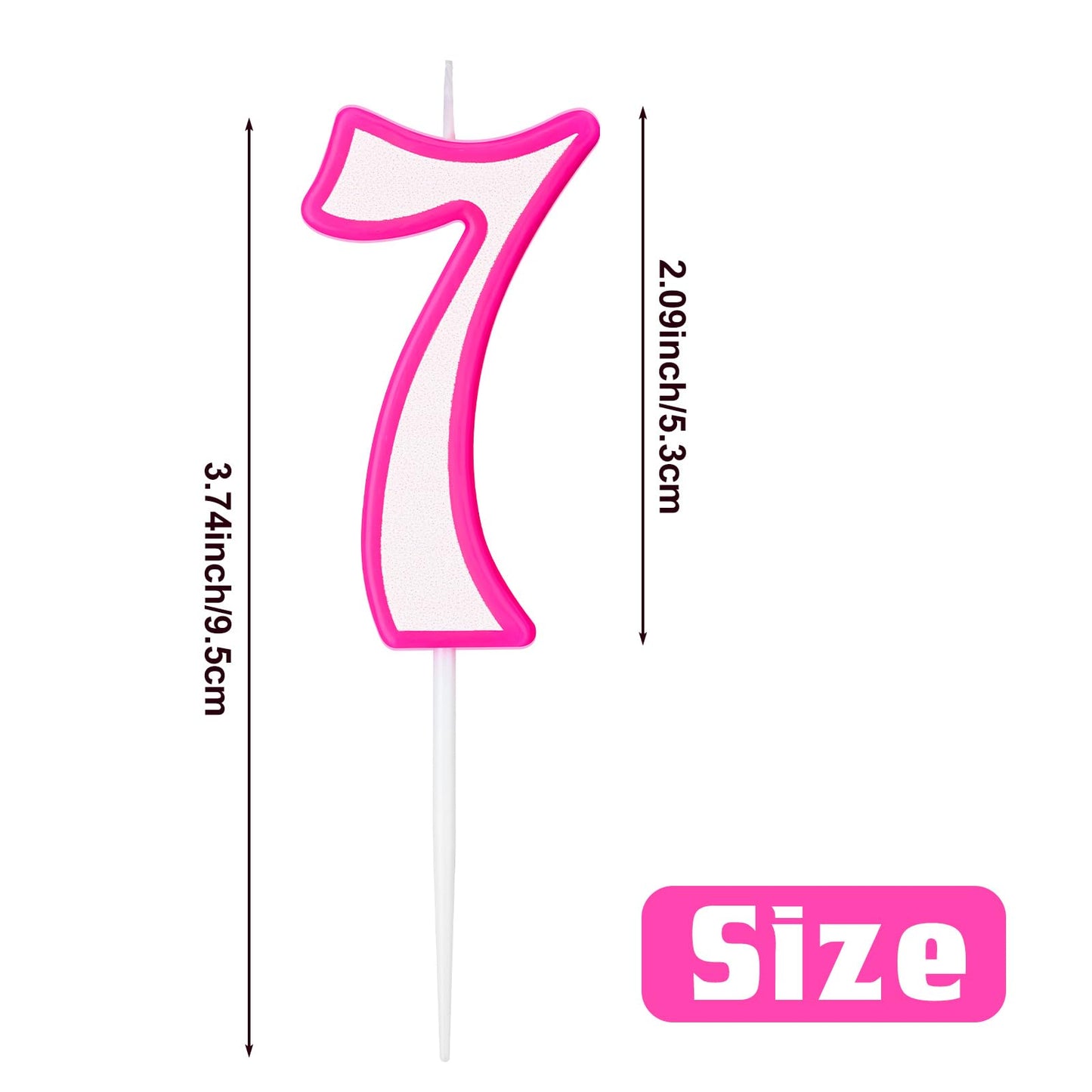 MTLEE Hot Pink Girl Birthday Candle Numeral Birthday Candle Pink and White Birthday Cake Topper for Children Girls Birthday Deco