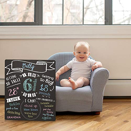 Pearhead All About Baby Milestone Photo Sharing Monthly Chalkboard, Baby Photo Prop, Black