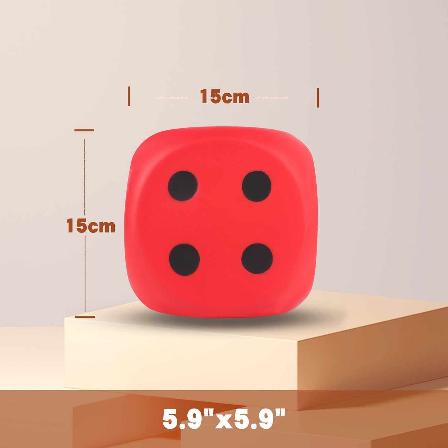 Anboor 5.9'' Large Dice Squishies Foam Dice Jumbo Squeeze Toys, Giant Dice Game Collection Decorative Props(Red)
