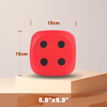 Anboor 5.9'' Large Dice Squishies Foam Dice Jumbo Squeeze Toys, Giant Dice Game Collection Decorative Props(Red)