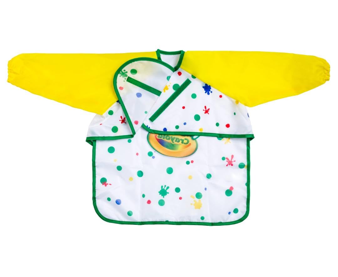 Crayola Art Smock for Toddlers, Waterproof Bib, 1 Count, Ivory, Model 811379, Best Fit for Age 1 (12 Months)