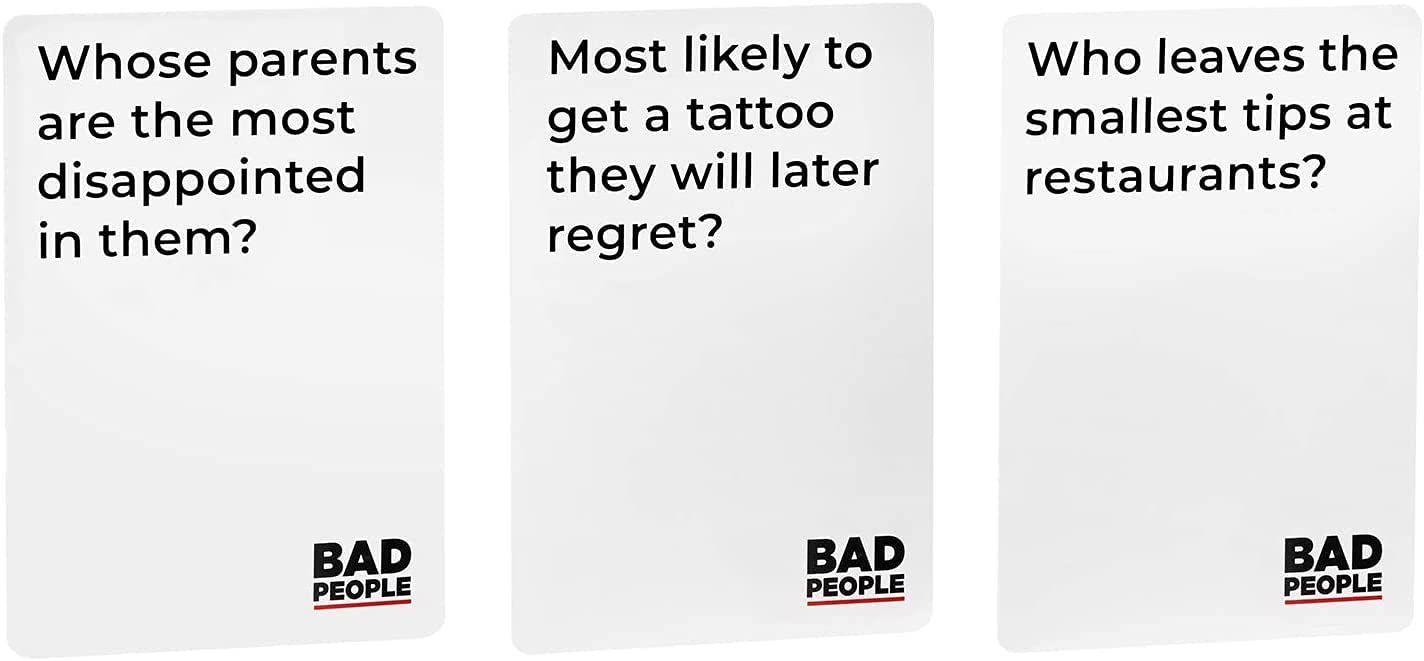 BAD PEOPLE Party Game - After Dark Expansion - 100 New Questions - Cardstock - 20cm x 10cm x 5cm - Black - Model 64819