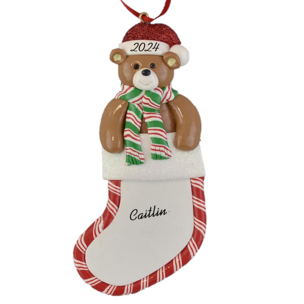 Bear In Stocking Clay Dough Decoration