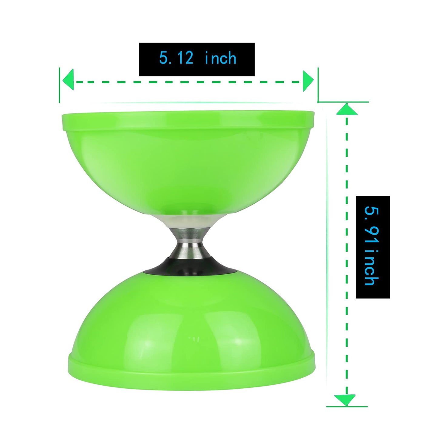 Magicyoyopro Triple Bearing Green Diabolo Medium Size 5” Chinese Yoyo Toy With 2 Pair Carbon Sticks+ 2 Extra Strings +1 Net Bag, High Performance Chinese Yoyo Diabolo Skill Toy