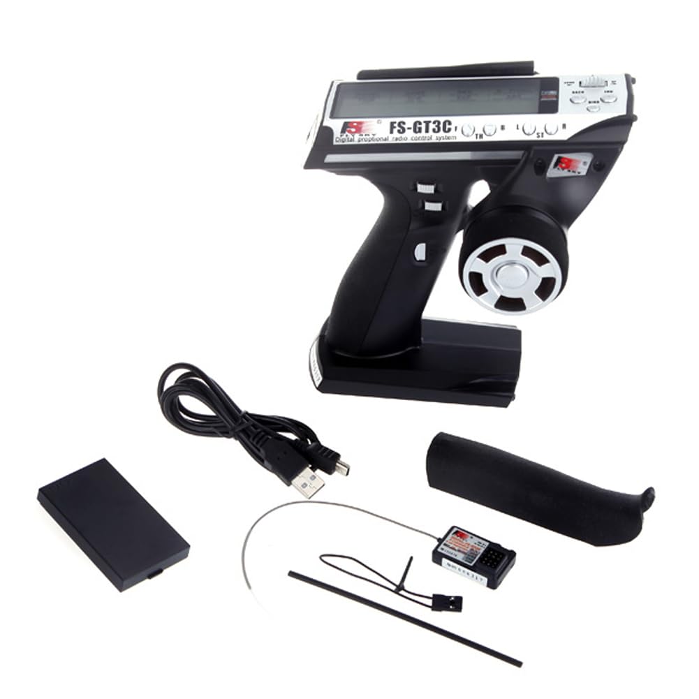 Flysky FS-GT3C RC Transmitter and Receiver FS-GR3E, 2.4GHz Radio Controller for RC Car Boat