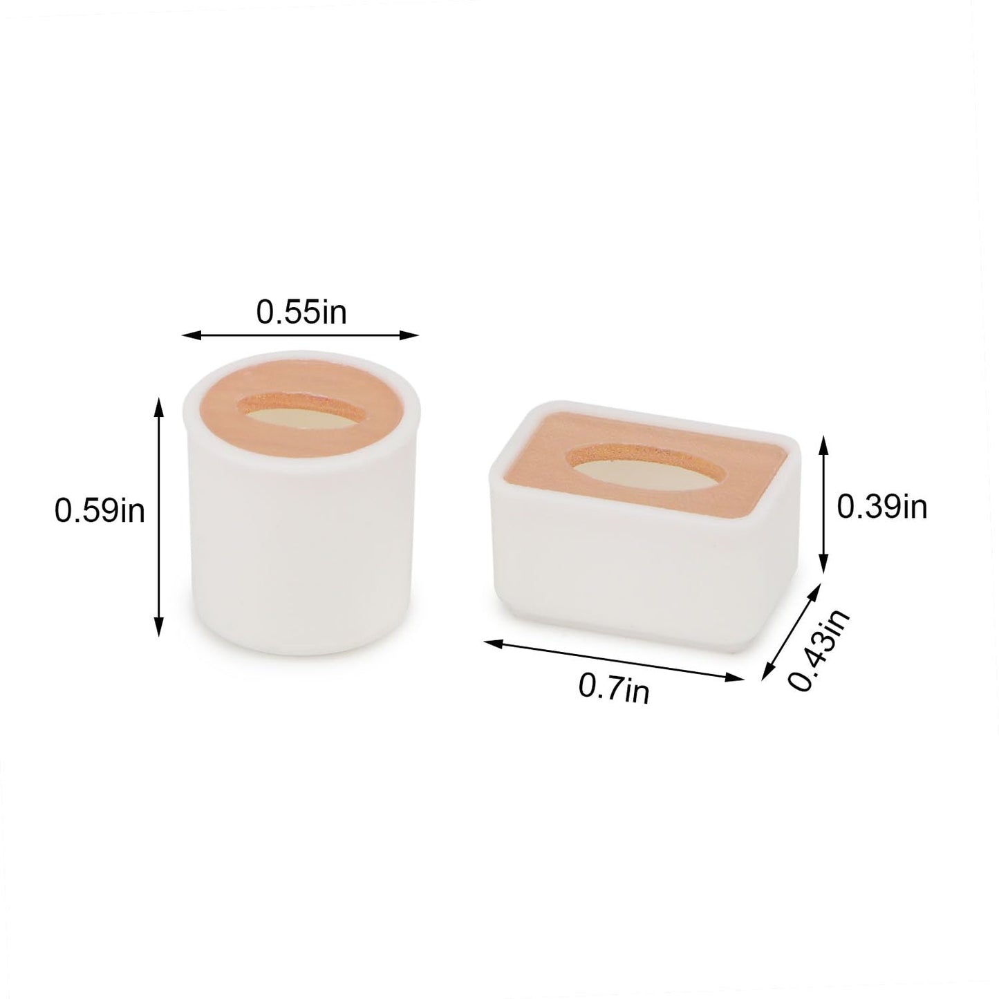 Dollhouse Tissue Box 2Pcs Miniature 1/6 House Accessories  Round Tube & Rectangle Paper Box Set for Toilet Living Room Decoration  Tissue Holder Model for DIY Craft (1:6 Scale)