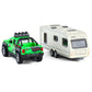 Pickup Truck Trailer Towing Toy Camper 2 in 1 Playset RV Motorhome Toys for Boys Diecast Model Car Metal Pull Back Toy Cars 1/36