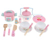 CLUB BOLLYWOOD 14 Pieces Pretend Play Kitchen Wooden Toy  Cooking Food Utensils Cookware & Dinnerware, Pots Bowl for Kids Play 