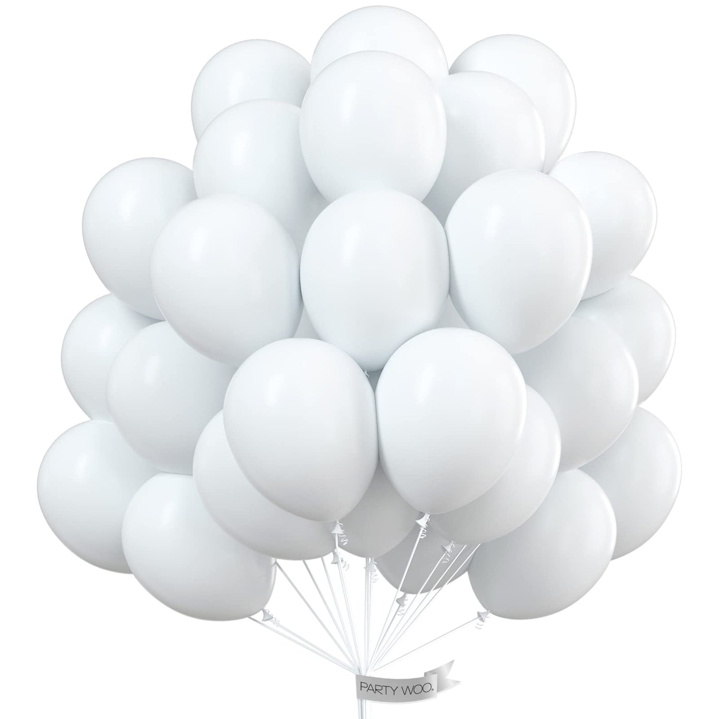 PartyWoo 10 Inch Matte White Latex Balloons, 100 pcs - Perfect for Party Decorations, Wedding, and Baby Showers, White-Y13
