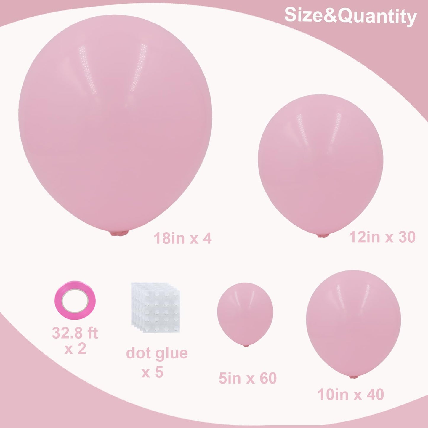 Pastel Pink Balloons In Different Sizes 5 10 12 18Inch-134Pcs Pastel Pink Balloons For Garland Arch