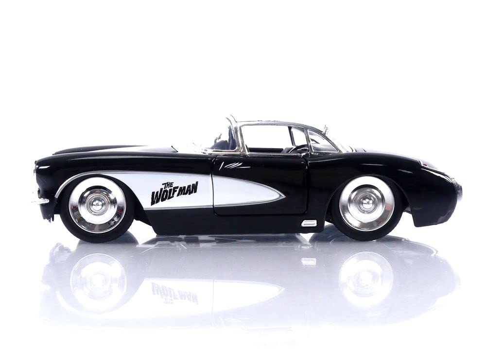 Universal Monsters 1:24 1957 Chevy Corvette Die-Cast Car & 2.75'' Wolfman Figure, Toys For Kids And Adults