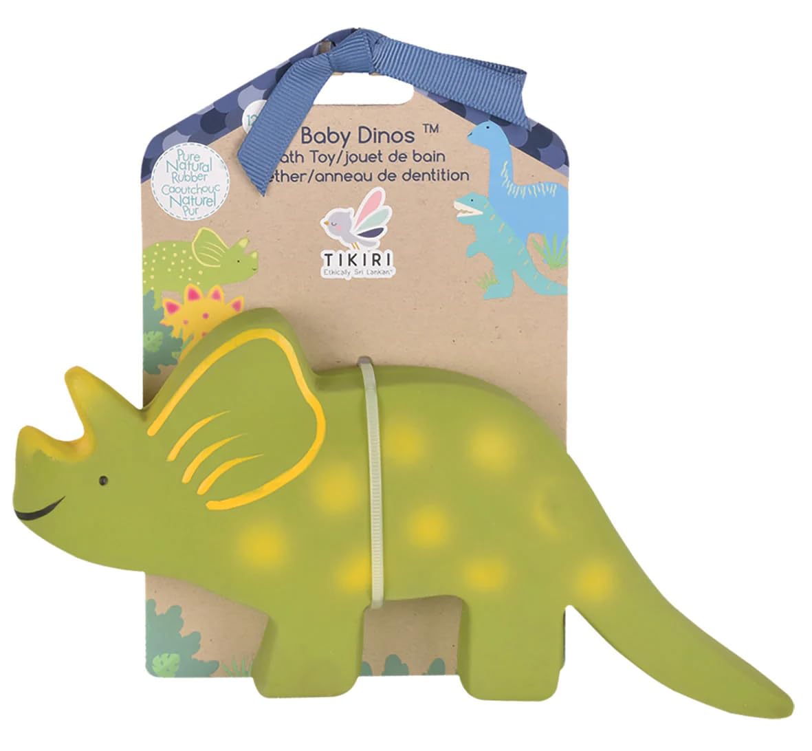 Tikiri My First Dino Baby Triceratops Natural Rubber Toy (Green)