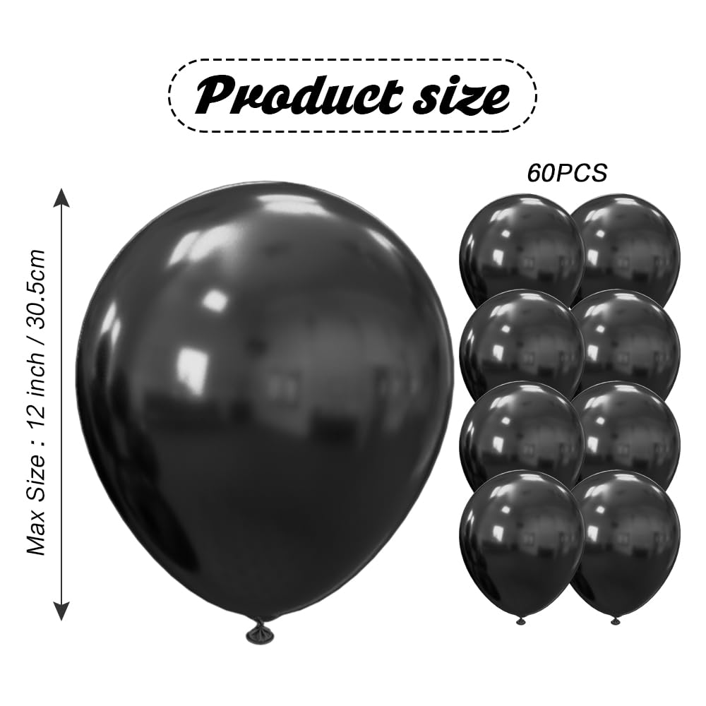 Black Balloons For Arch Decoration Latex Balloons 60Pcs Balloons 12 Inch Matte Balloons Birthday Balloons For Birthday Baby Show