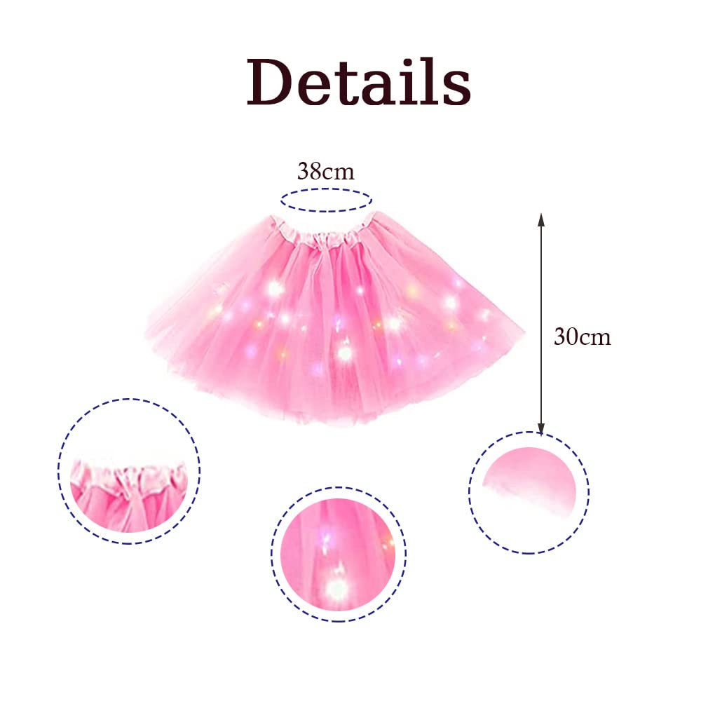 Bybyseno Girl Tutu Skirt, Light Up Led Ballet Tutu Skirt 2-6 Years Fluffy Ballet Dress Up Costume For Kids Party 3-Layer Multico