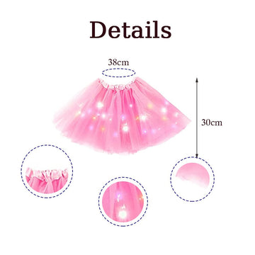 Bybyseno Girl Tutu Skirt, Light Up Led Ballet Tutu Skirt 2-6 Years Fluffy Ballet Dress Up Costume For Kids Party 3-Layer Multico
