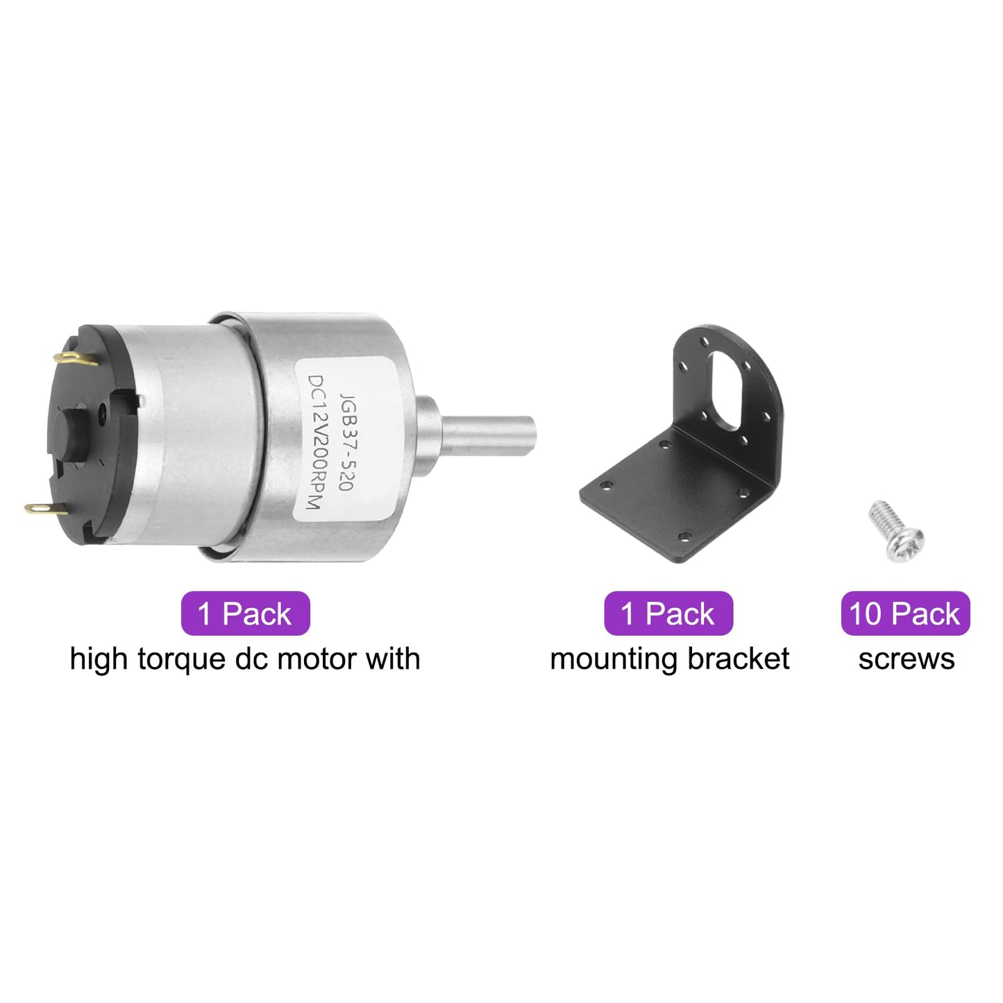 DMiotech Micro DC 12V 200RPM Geared Motor with Bracket Gear Reduction Motors 37mm Diameter Gearbox Micro Speed Reduction for RC