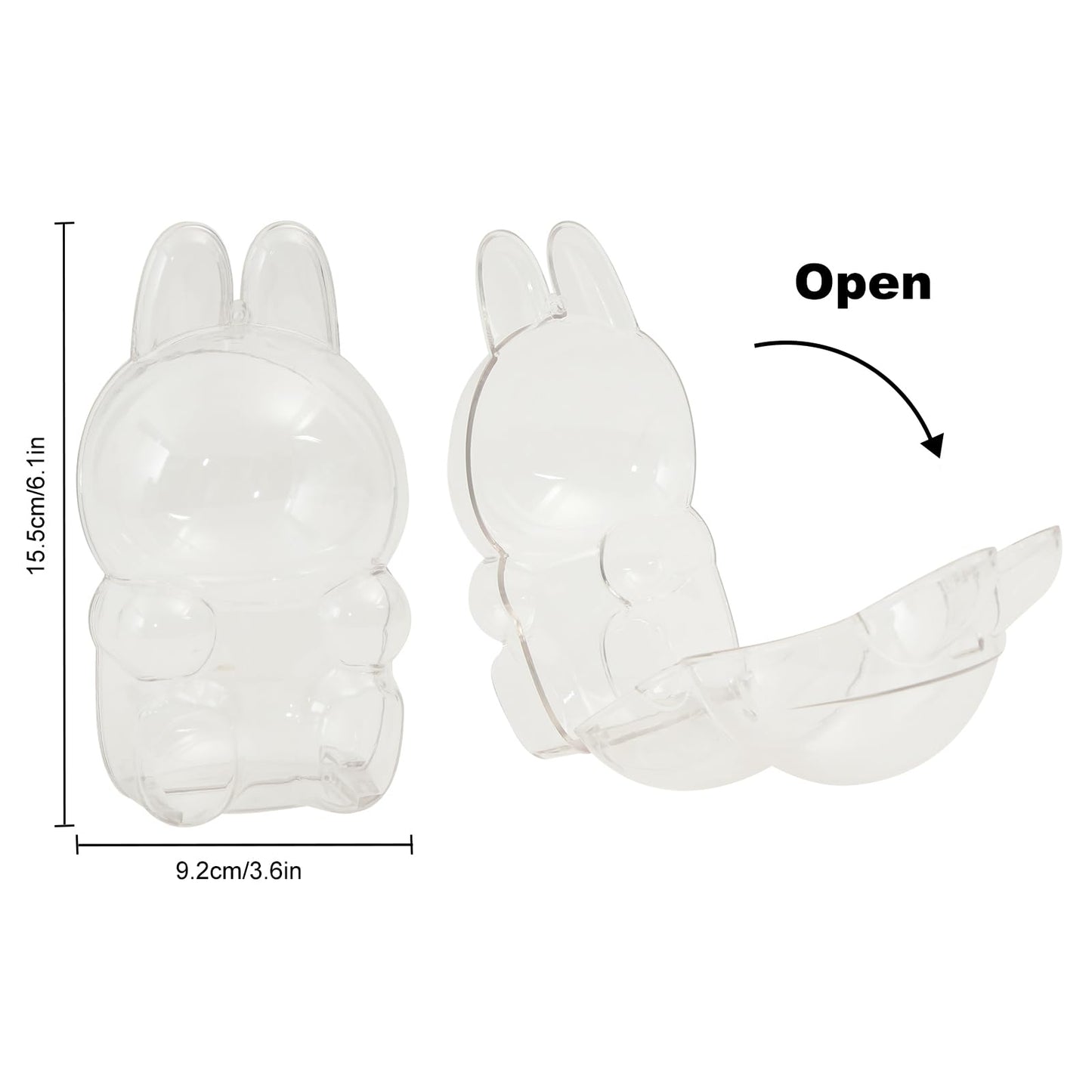 2PCS Protective Case for LABUBU, Clear Figure Display Bag with Keychain, Plastic Protective Cover, Storage Transparent PVC Bag H