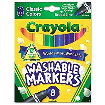 Crayola Washable Markers, Broad Point, Classic Colors, 8/Pack (58-7808) (Pack of 3), Multi