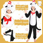 Wizland The Cat In The Hat Costume Onesie Kids Dr Seuss,One Piece Plush Animal Jumpsuit, Halloween Christmas Cosplay Costumes Boys&Girls Sleepwear, Detachable Tail And Hat 10-12