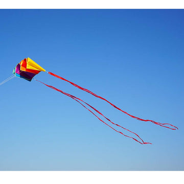 Besra Rainbow Parafoil Kite With 5M Long Tails Single Line Parachute Kite Easy To Fly Outdoor Fun Sports(34Inch)