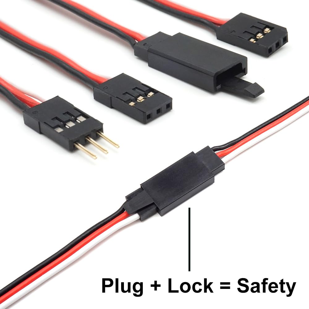 30 Sets Servo Connector Male Female Plug Crimp Pin Cable Kit Compatible with Futaba JR Hitec Spektrum RC Connectors (Without Cri