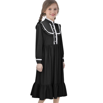 Todollcos Girlsharriet Tubman Costume Pioneer Colonial Dress Victoria Retro Rustic Skirt Kids Cosplay Outfits Party (Black, 140C