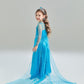 Sototoo Elsa Costume Long Sleeves Princess Dress Queen White Costume Cosplay Dress Up With Accessories Halloween (Blue 2,7-8Year
