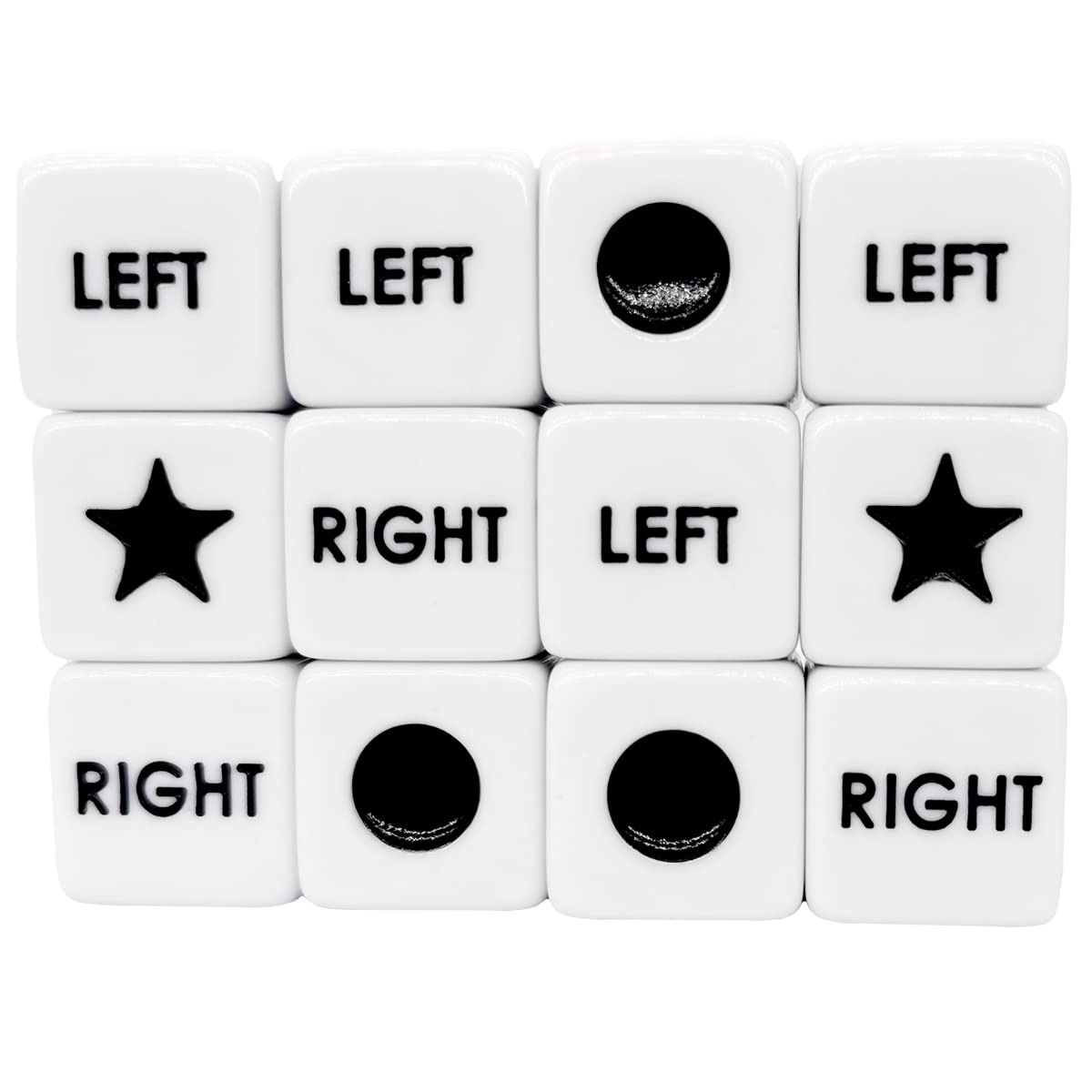 Left Right Center Dice Only 12 Dices Left Right Center Dice Game Prime Dice Only( six Sided ,16mm Standard Size, Easy to Grip)