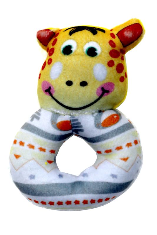 Dtr Creation Soft Plush Animal Rattle Junjuna Toy ? Cute GiraffeShaped Ring Rattle For Newborns & Infants ? Lightweight, Safe &