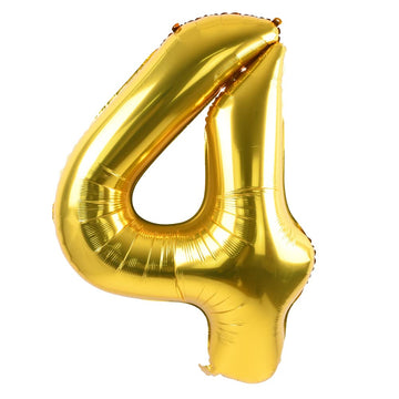 Toniful 40 Inch Gold Large Numbers Balloons0-9,Number 4 Digital Helium Balloons,Foil Mylar Big Number Balloons For Birthday Part