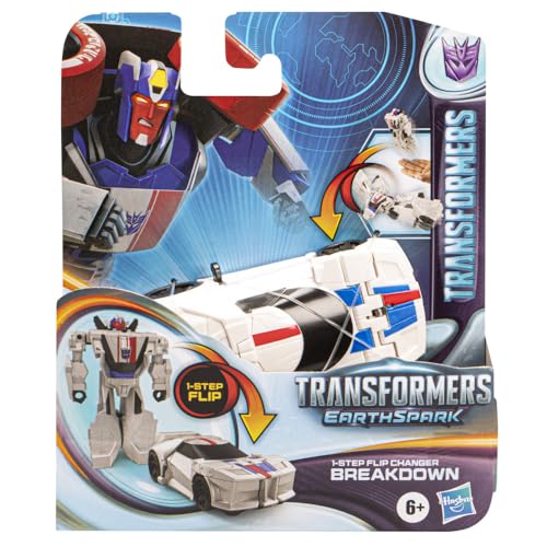 Transformers Toys EarthSpark 1-Step Flip Changer Breakdown, 4-Inch Action Figure, Robot Toys for Boys and Girls Ages 6 and Up
