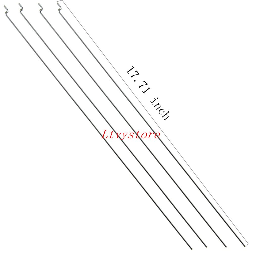 Ltvystore 20Pcs 304 Stainless Steel 1.2 x 450mm Z Push Rods Parts &20Pcs Nylon Control Horns 21x10 mm Compatible for RC Airplane